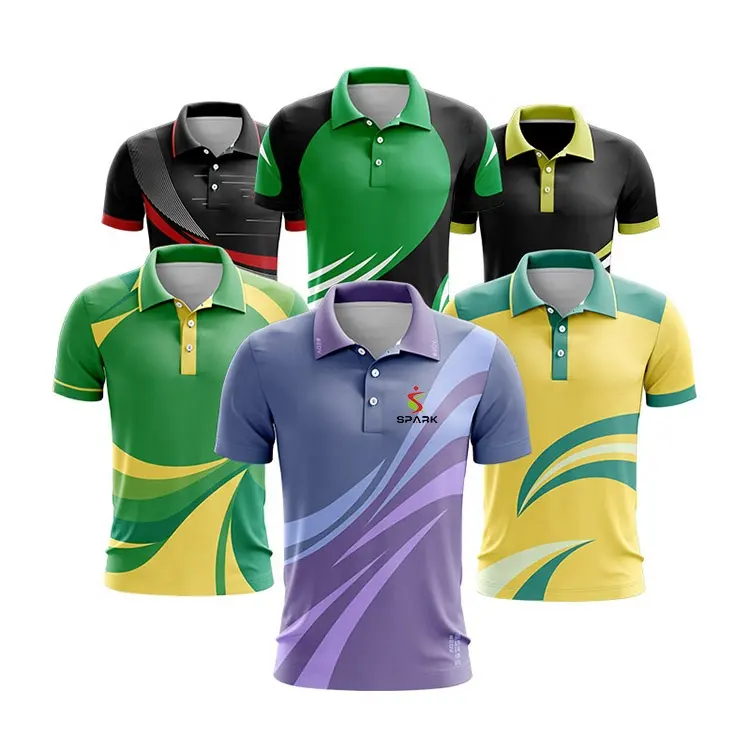 Yüksek kalite özel erkek spor Bowling forması Golf için Polo gömlekler-kalite nakış desen ekip boyun çizgisi süblimasyon boya