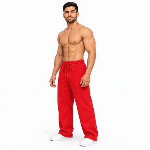 Pantalon de jogging décontracté pour homme Tiierwear en coton rouge avec taille élastique, cordon de serrage et poches, respirant - Product Image 1