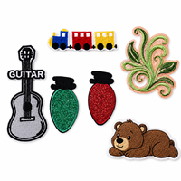 En gros, Badges et appliques thermocollantes personnalisés brodés et à paillettes, motifs animaux mignons, floraux, trains, guitares, pour vêtements, sacs et chapeaux