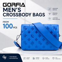 GORFIA Hombres Patrón en relieve Crossbody Bag Elegante azul PU Bolso de hombro de cuero con correa ajustable para uso diario y salidas