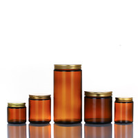 Luxuriöses 60ml 120ml 150ml 250ml Leeres Gerades Bernsteinfarbenes Glas-Kerzenglas mit Schwarzen, Silbernen und Goldenen Aluminium-Metalldeckeln