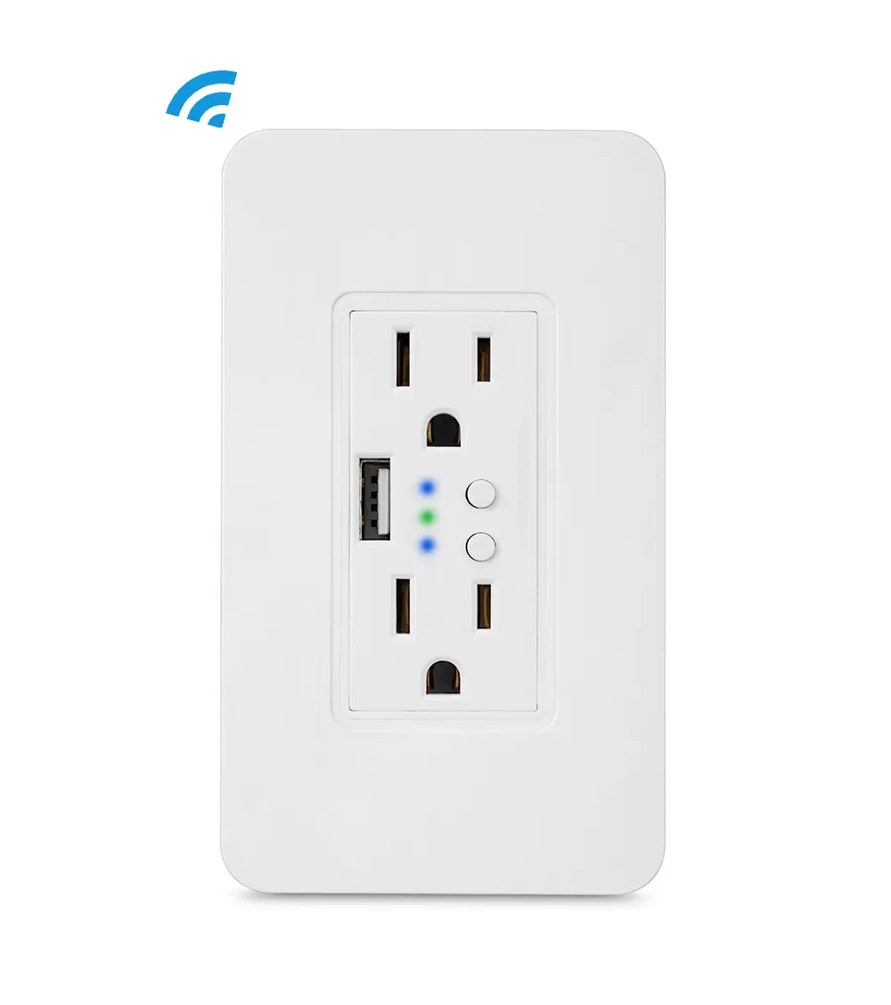 Smart Life – prises Wifi avec 2 Ports Usb, 15a, chargeur mural, prise électrique pour la cuisine domestique, Alexa et Google