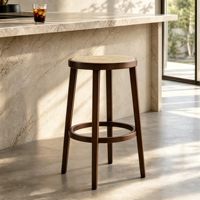 Tabourets de bar vintage modernes en bois massif et rotin, sans accoudoirs, avec repose-pieds, structure en frêne blanc, design nordique, pour îlot de cuisine, comptoir, bar à domicile, pub