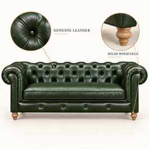Genuine Leather Chesterfield <b>Three</b> Seat Tufted Back Rolled Arm Midcentury Modern Bed for Villa and School Use - Product Image 5