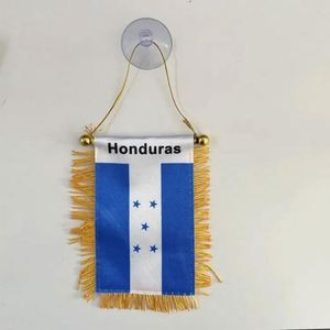 Custom Window Decoration Hanging Satin Laminated Double Printed Logo Countries Fringed Mini Car Rearview Mirror <b>Flags</b> - Product Image 3