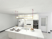 Ensemble de meubles de cuisine modulaires écologiques Prima avec comptoir en marbre artificiel, robinet et charnières pour usage résidentiel