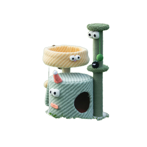 TOLEA Factory's New Green Monster Cat Climbing Frame Columna de sisal Nido de gato Árbol de gato integrado Dibujos animados para cartón de Navidad - Product Image 1