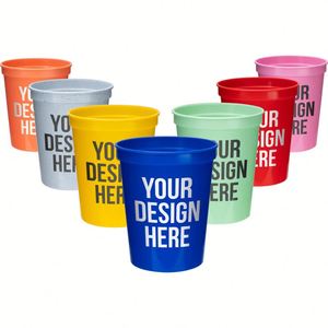 Gobelets de stade personnalisés réutilisables en plastique 12/16 oz avec logo pour mariages et événements – Gobelets recyclés pour fans - Product Image 1