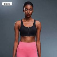 Soutien-gorge de sport personnalisé OEM pour femme, fermeture éclair frontale, maintien élevé, bretelles réglables, rembourré, dos nageur, pour la course, l'entraînement et la gym