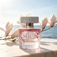Flacon de parfum vide haut de gamme de 50 ml avec bouchon rectangulaire argenté et atomiseur à sertir (personnalisable)