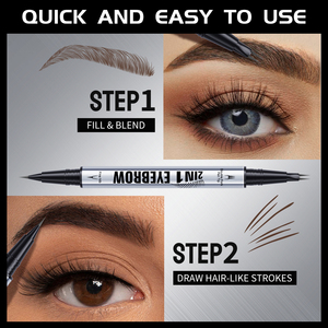 Crayon à sourcils liquide double embout longue tenue, séchage rapide, imperméable, 5 options de couleurs, brosse à double pointe, étiquetage personnalisé - Product Image 4