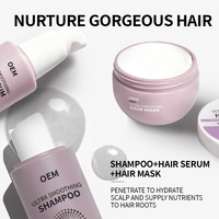 Kit de réparation capillaire OEM hydratant en profondeur pour cheveux crépus, nettoyant cuir chevelu, shampoing, après-shampoing et masque pour sceller les cuticules, hydrater et redonner brillance soyeuse aux oméga