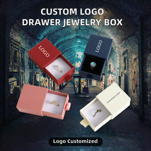 Boîte à tiroir en carton personnalisée avec logo pour emballages de bijoux, boîtes cadeaux pour collier, boucles d'oreilles, bague - pour la présentation de vos articles de luxe - Product Image 2
