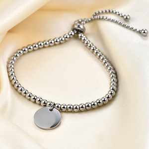 Fashion Round <b>Bead</b> <b>Bracelet</b> 15MM Stainless Steel Adjustable Personalized Gift Unisex Jewelry - Product Image 4
