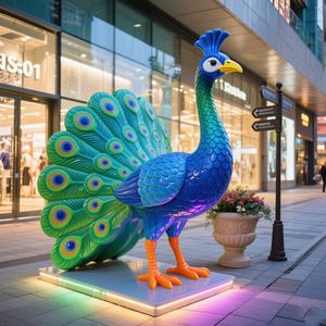 Escultura de pavo real FRP resistente a la intemperie, estatua de pájaro colorida realista para decoración de jardín, <span class=keywords><strong>Villa</strong></span>, adorno de patio, paisaje de parque - Product Image 4