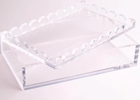 Boîte de rangement pour mahjong en acrylique personnalisée avec couvercle ondulé |   Étui de rangement pour jeu de mahjong américain en lucite pour tuiles de mahjong à motifs floraux