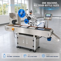 Machine d'étiquetage automatique horizontale pour ampoules, flacons et petits cylindres ronds, avec trémie et roue d'alimentation