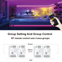 Controlador de Malla Inalámbrico LED de 4 Zonas, Regulador RGB Tuya Smart, Compatible con Alexa y Google Assistant, DC12V-48V, 5 Canales, Alcance de 30M, Carga Máxima de 1440W