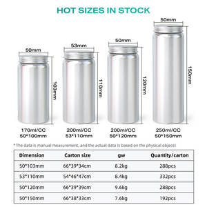 90ml 100ml 160ml 180ml 210ml 380ml di alluminio pillola cibo bottiglia di vitamina imballaggio personalizzabile in alluminio capsula barattolo di latta - Product Image 2