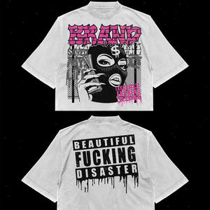 Camisetas personalizadas 250G camisetas de algodón de peso pesado de gran tamaño con serigrafía de cuello redondo camisetas para mujeres - Product Image 2