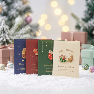Biglietti di Auguri Natalizi Assortiti con Stampa a Caldo 3D e Verniciatura Lucida, Biglietti Moderni per Festività e Ringraziamenti Personalizzabili - Product Image 3