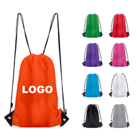 Sacs à dos promotionnels personnalisés en polyester 210D imperméables avec cordon de serrage pour voyage, chaussures et gym, à prix abordable