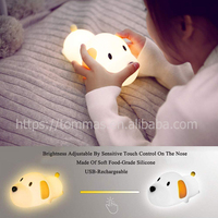 Minuterie à intensité variable en caoutchouc de silicone Animal Cartoon Petit bébé à côté de LED Veilleuse pour chien en silicone pour enfants Support Logo personnalisé