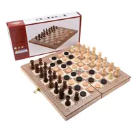 Wooden Staunton Chess Set with Foldable Board Pieces for Kids