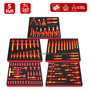 107Pcs Electrician <b>Tool</b> Set 1000V Insulated GS Certified 5 Drawer EVA <b>Foam</b> Tray Socket Wrench Kit for Electrical Automotive Work - Product Image 4