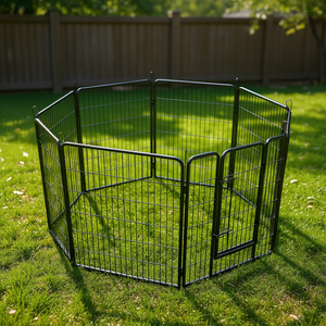 Enclos pour chien robuste de 40 pouces, 8 panneaux, en métal, pour l'exercice des chiots, parc pour animaux de compagnie en plein air, clôture pour grands chiens - Product Image 2