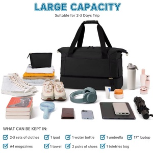 Logotipo personalizado Gym <span class=keywords><strong>Bag</strong></span> para Mulheres Sports Travel Duffel <span class=keywords><strong>Bag</strong></span> Overnight <span class=keywords><strong>Bag</strong></span> com bolso molhado e sapatos compartimento - Product Image 5