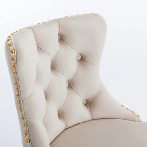 Ensemble de <span class=keywords><strong>2</strong></span> tabourets de bar pivotants modernes avec base dorée, revêtement en velours beige, pour cuisine et bar à petit-déjeuner, hauteur réglable - Product Image 5