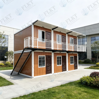 Maison conteneur FLKT en kit avec escalier et couloir, dortoir modulaire préfabriqué multi-pièces en conteneur maritime