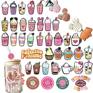 Ins hot seller mexican food straw topper PVC bad bunny concha cafecito y chisme straw charm tips toppers