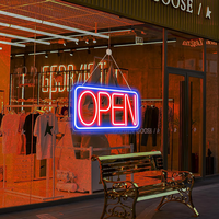 Enseignes lumineuses LED « Open » pour la décoration de vitrines de magasins, personnalisables, étanches IP44 (horizontales)