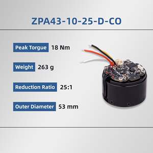 Actionneur robotique planétaire ZBDynamiX ZPA43-10-25-D-CO, diamètre extérieur 53 <span class=keywords><strong>mm</strong></span>, rapport de réduction 25:1, poids 263 g, couple de pointe 18 Nm - Product Image 2