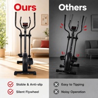 Elliptique de Cardio-training à domicile avec volant d'inertie de 4,5 kg, moniteur de fréquence cardiaque LCD et compteur de distance manuel