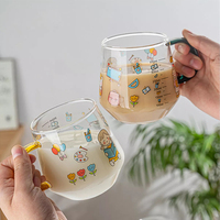 Haute teneur en borosilicate sans plomb rond clair 14oz personnalisé coloré à boire tasse à café en verre avec poignée