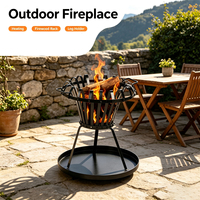 Support à bois de chauffage pour foyer extérieur, support à bûches, panier à feu pour barbecue, gril sans fumée en fonte thermolaquée noire