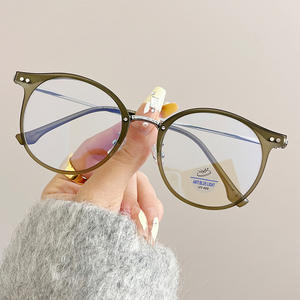 Monturas de Gafas Redondas Qianai para Mujer, Anti Luz Azul UV400, Tamaño Mediano, Lentes de Acetato, Óptica Moderna - Product Image 4