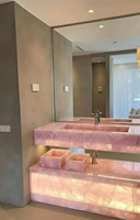 Superbe table en onyx rose, table basse, table à manger en dalle de pierre naturelle, meuble-lavabo de salle de bain