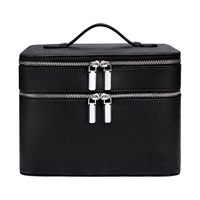 Nouvelle trousse de maquillage portable pour femmes, imperméable, double couche, fermeture éclair en PU, grande capacité, pliable