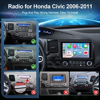 Autoradio Android 2 Din 8 cœurs 2+32 Go avec processeur de signal numérique FM pour Honda Civic 2006-2011