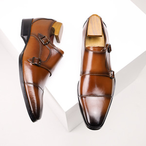 Zapatos de Cuero Genuino con Hebilla y Punta Cuadrada para Hombre, Estilo Británico, Formales para Negocios, 2026 - Product Image 1