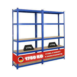 Mega Deal <span class=keywords><strong>Lot</strong></span> de 2 étagères pour charges lourdes 180X90X40 cm Charge maximale 175 kg Étagère de rangement de garage bleue - Product Image 1