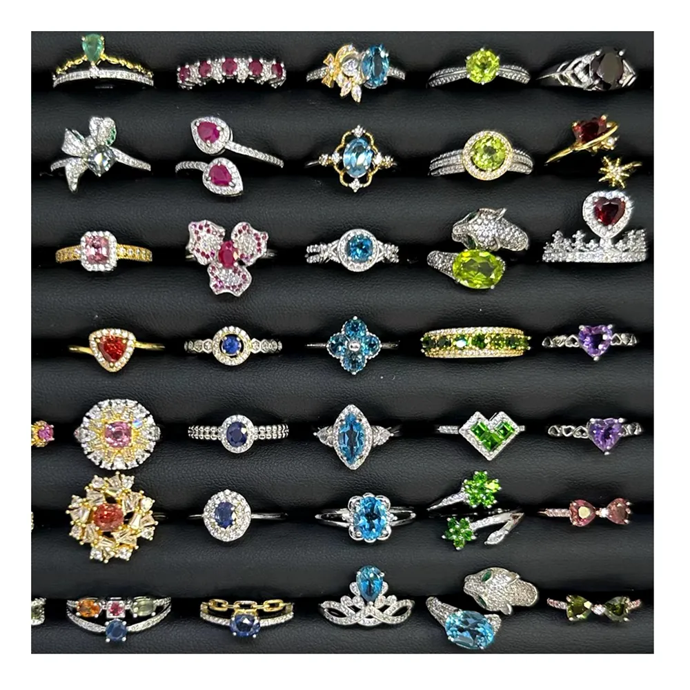 แหวนทับทิมธรรมชาติ925เงินสเตอริงในมือจำนวนมาก925ขอเสนอผลิตภัณฑ์ทับทิมสำหรับ bisuteria prendas Piedras Y cristales