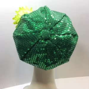 HLC personnalisé Unique irlandais St Patricks Day casquette de camionneur paillettes grande fleur d'or vert avec diamant paillettes béret décoration de fête - Product Image 2