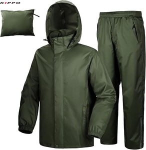 Kippo Luxe hommes Style classique combinaison de <span class=keywords><strong>pluie</strong></span> compressible imperméable Golf randonnée cyclisme équipement de <span class=keywords><strong>chasse</strong></span> avec 2 pièces vestes pantalons - Product Image 6