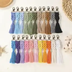 Macrame Móc Chìa Khóa Vòng Tay Xoắn Móc Khóa Boho Dây Đeo Móc Khóa Macrame Vòng Đeo Tay Ví Túi Chìa Khóa Xe Hơi