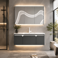Meuble de salle de bain de style européen moderne avec miroir intelligent, étanche, suspendu, couleur et taille personnalisables, fabrication OEM
